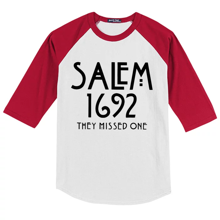 Salem 1692 They Missed One Halloween Kids Colorblock Raglan Jersey