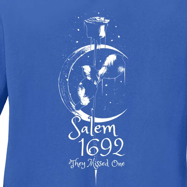 Salem 1692 They Missed One Wicca Witch Trials Moon Rose Cute Gift Ladies Long Sleeve Shirt