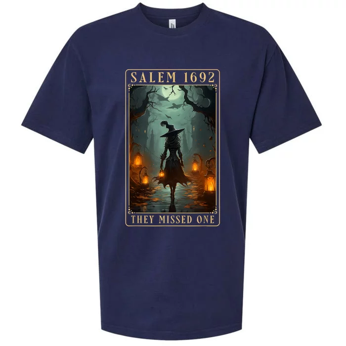 Salem 1692 They Missed One Halloween Witch Trials Sueded Cloud Jersey T-Shirt