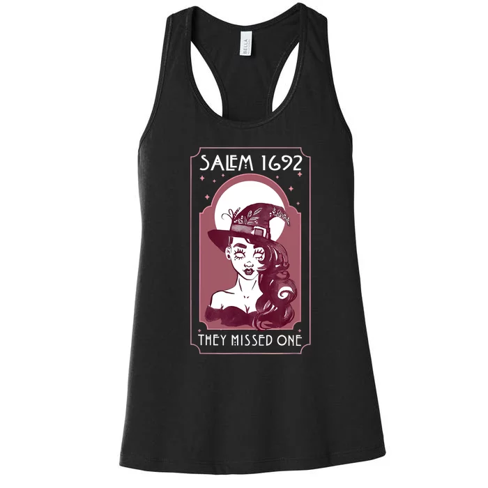 Salem 1692 They Missed One Salem Witch Halloween Women's Racerback Tank