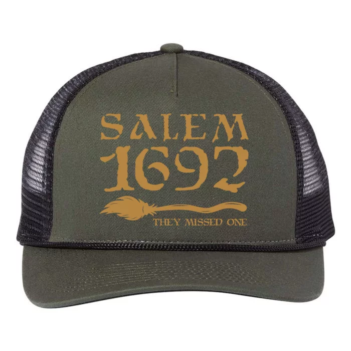 Salem 1692 They Missed One Witch Halloween Retro Rope Trucker Hat Cap