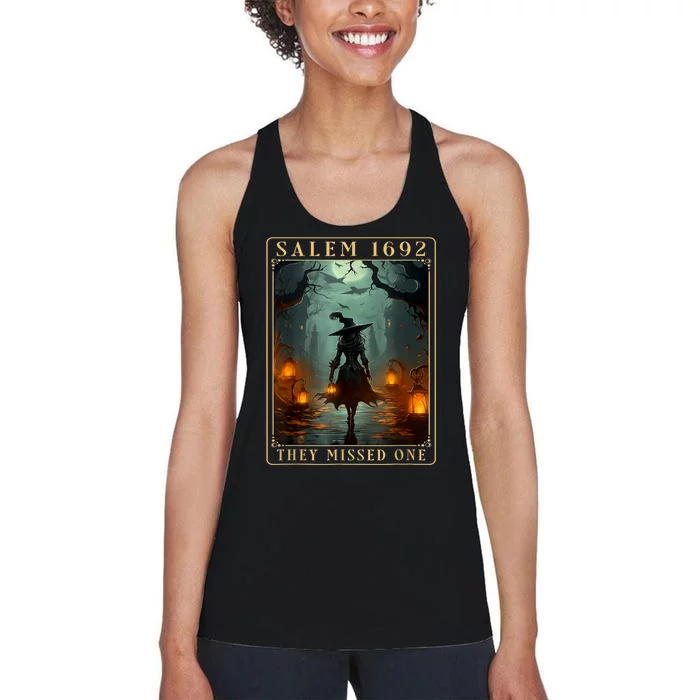 Salem 1692 They Missed One Halloween Witch Trials Women's Racerback Tank