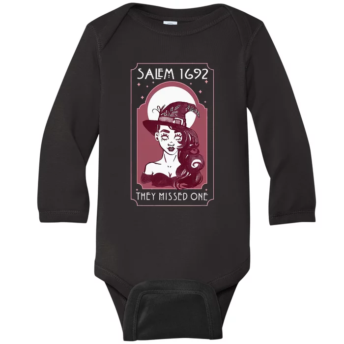 Salem 1692 They Missed One Salem Witch Halloween Baby Long Sleeve Bodysuit