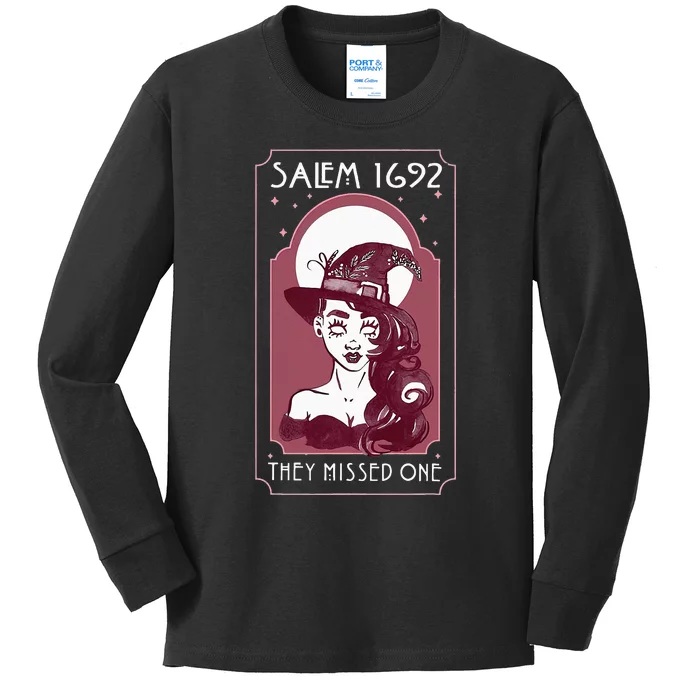 Salem 1692 They Missed One Salem Witch Halloween Kids Long Sleeve Shirt