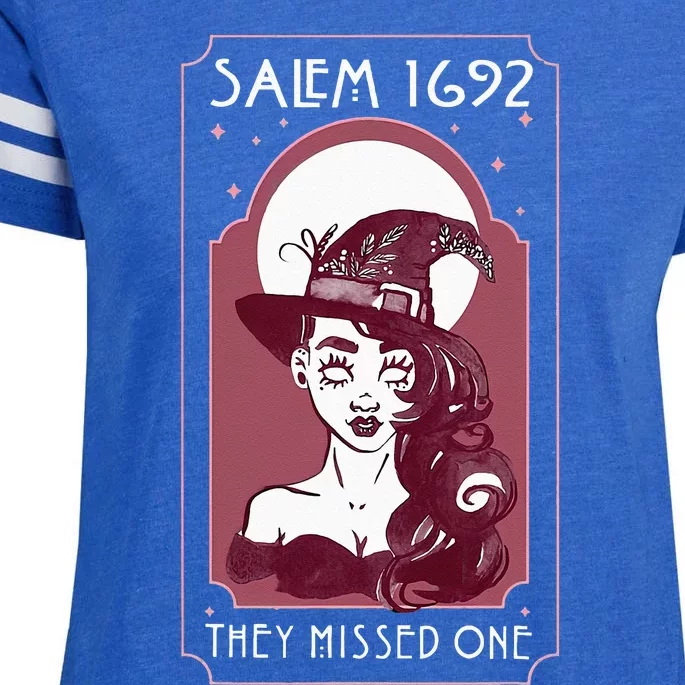 Salem 1692 They Missed One Salem Witch Halloween Enza Ladies Jersey Football T-Shirt