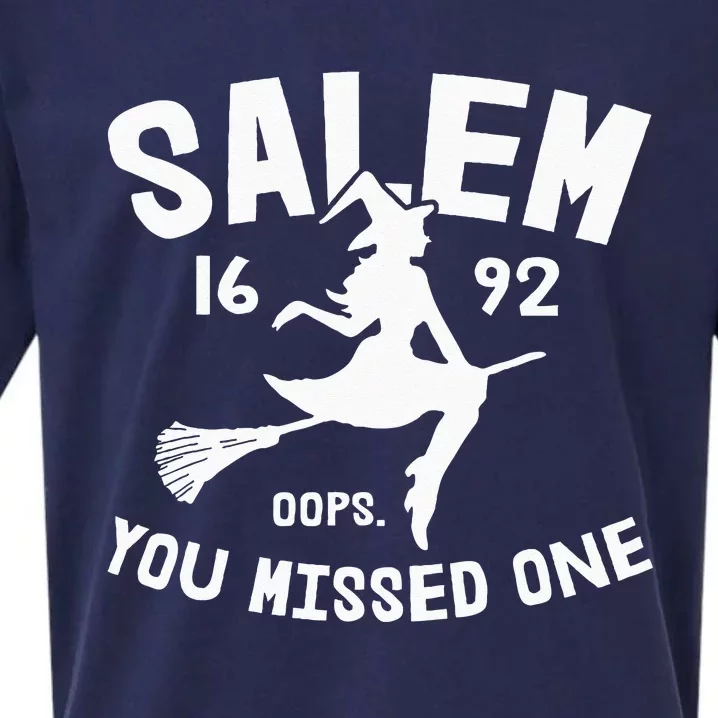 Salem 1692 You Missed One Witch On Broom Halloween Sueded Cloud Jersey T-Shirt