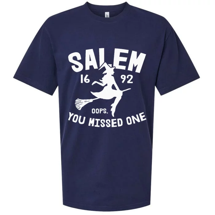 Salem 1692 You Missed One Witch On Broom Halloween Sueded Cloud Jersey T-Shirt