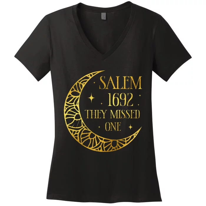 Salem 1962 You Missed One Halloween Feminist Witch Trials Women's V-Neck T-Shirt