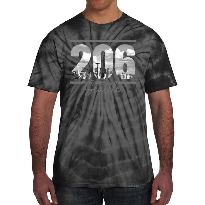 Seattle 206 Area Code Vintage Skyline Washington Tie-Dye T-Shirt