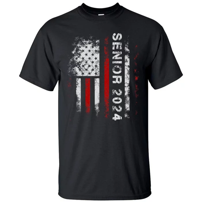 Senior 2024 American Flag Usa Graduation Class Of 2024 Tall T-Shirt