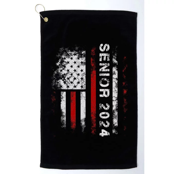 Senior 2024 American Flag Usa Graduation Class Of 2024 Platinum Collection Golf Towel