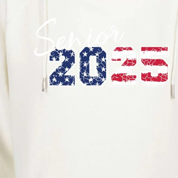 Senior 2025 American Flag Usa Graduation Class Of 2025 Womens Funnel Neck Pullover Hood