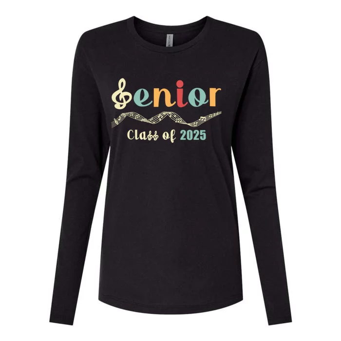 Senior 25 Band Orchestra Choir Class Of 2025 Music Notes Funny Gift Womens Cotton Relaxed Long Sleeve T-Shirt