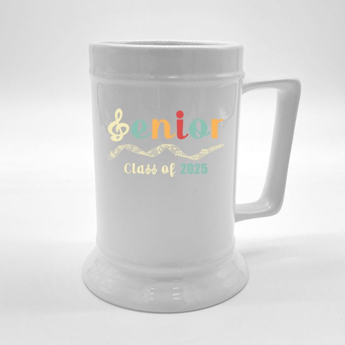 Senior 25 Band Orchestra Choir Class Of 2025 Music Notes Funny Gift Front & Back Beer Stein