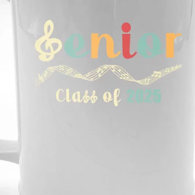 Senior 25 Band Orchestra Choir Class Of 2025 Music Notes Funny Gift Front & Back Beer Stein