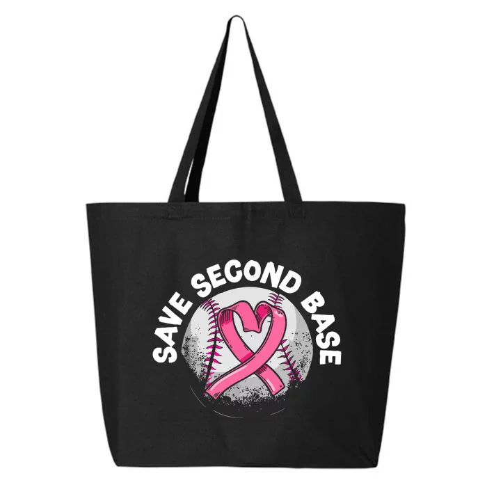 Save 2nd Base Breast Cancer Awareness Baseball Player Gift 25L Jumbo Tote