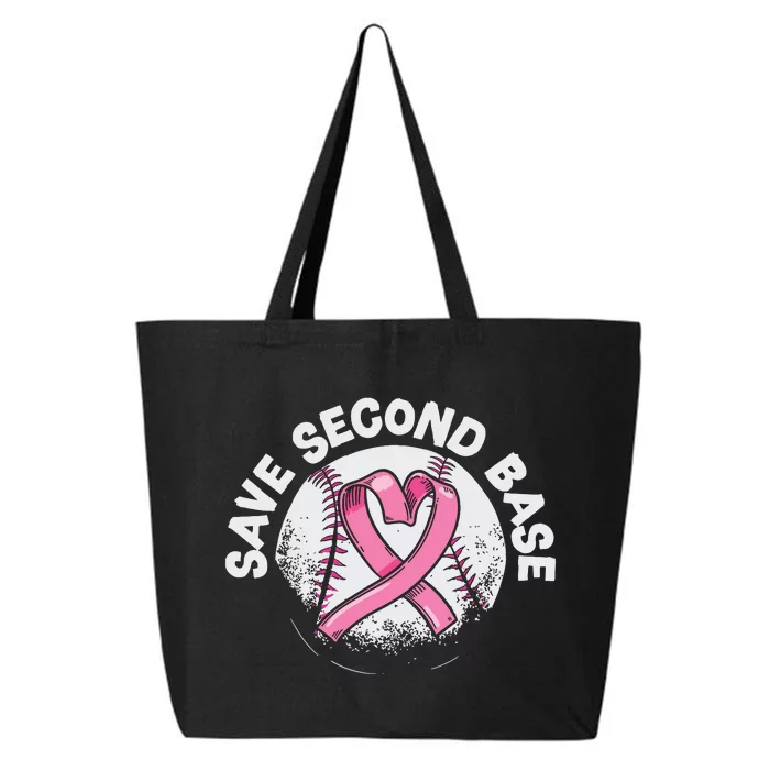 Save 2nd Base Baseball Player Breast Cancer Awareness 25L Jumbo Tote