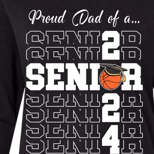 Senior 2024 Basketball Dad Gift Class Of 2024 Proud Dad Gift Womens Cotton Relaxed Long Sleeve T-Shirt