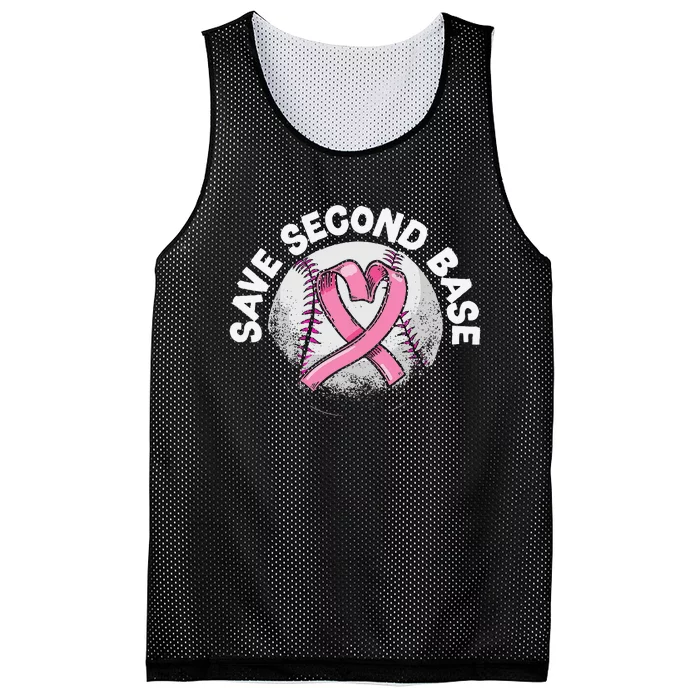 Save 2nd Base Baseball Player Breast Cancer Awareness Mesh Reversible Basketball Jersey Tank