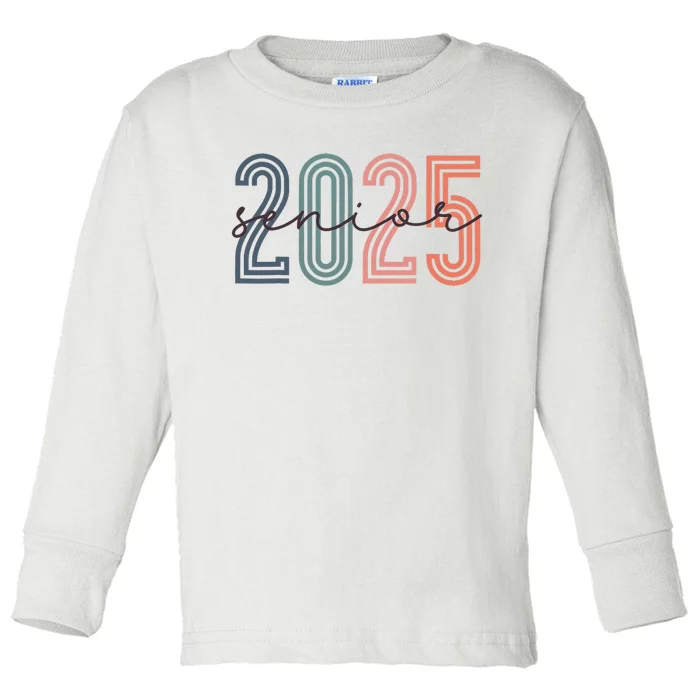 Senior 2025 Class Of 2025 Back To School Retro Graduation Toddler Long Sleeve Shirt