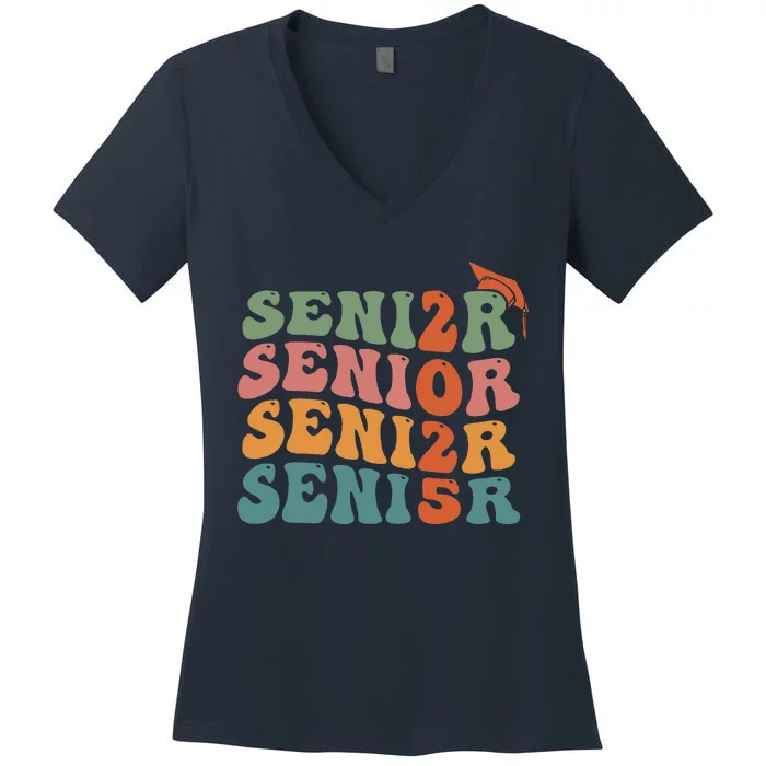 Senior 2025 Class Of 2025 Graduate College High School Women's V-Neck T-Shirt