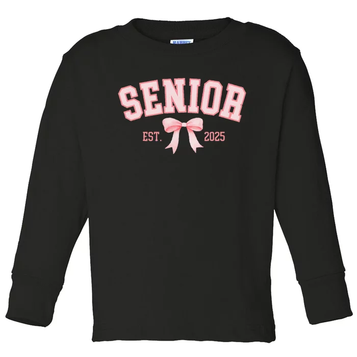 Senior 2025 Coquette Class Of 2025 P.Ink Bows Retro Gift Toddler Long Sleeve Shirt