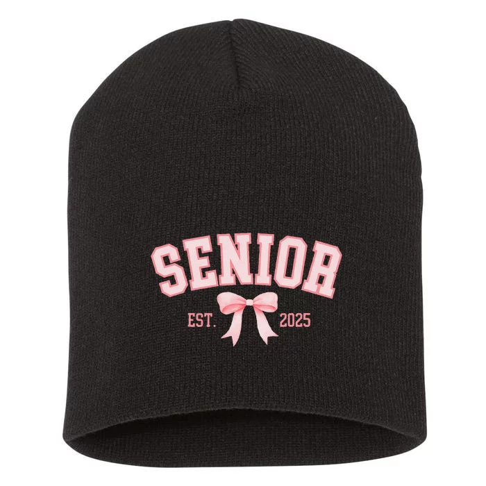 Senior 2025 Coquette Class Of 2025 P.Ink Bows Retro Gift Short Acrylic Beanie