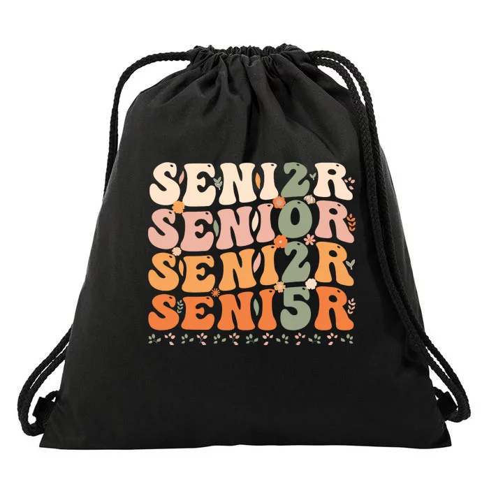 Senior 2025 Class Of 2025 Graduation 2025 Groovy Drawstring Bag