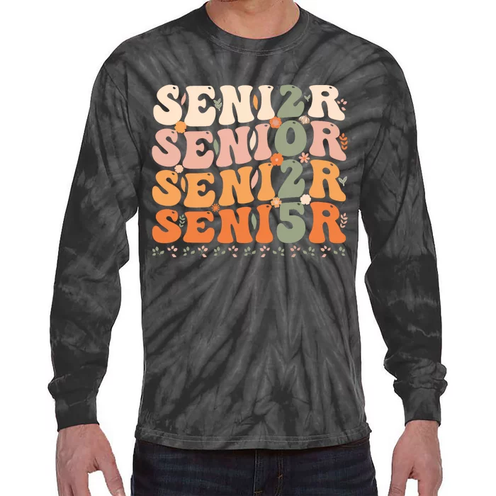 Senior 2025 Class Of 2025 Graduation 2025 Groovy Tie-Dye Long Sleeve Shirt