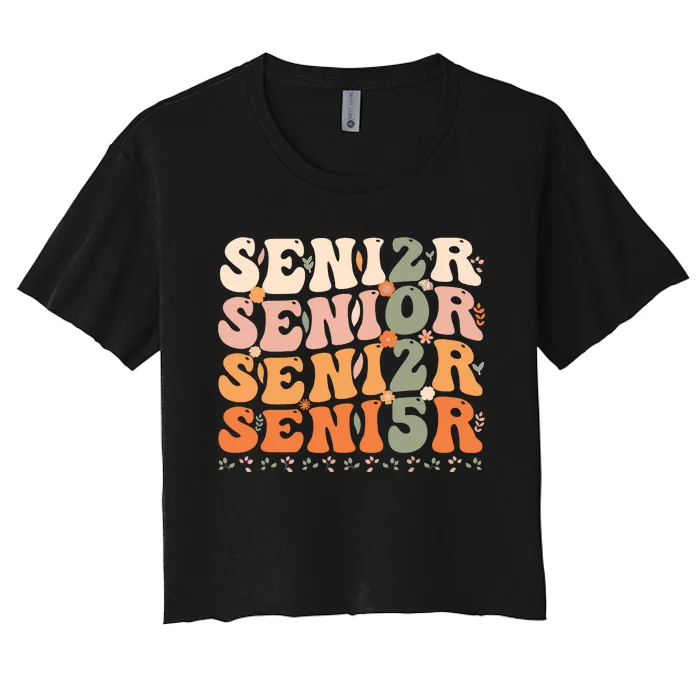 Senior 2025 Class Of 2025 Graduation 2025 Groovy Women's Crop Top Tee