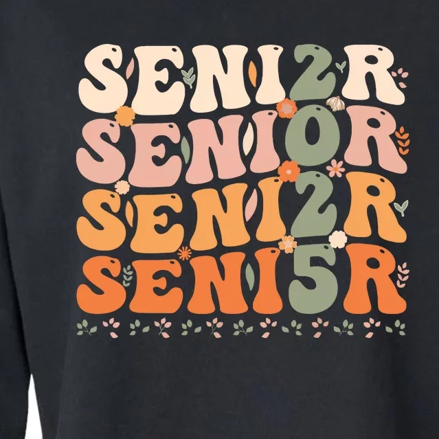 Senior 2025 Class Of 2025 Graduation 2025 Groovy Cropped Pullover Crew