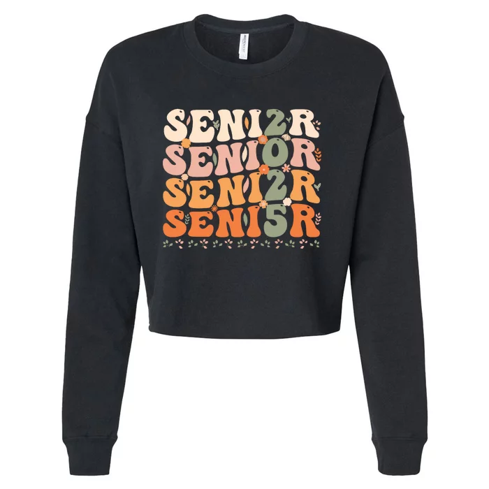 Senior 2025 Class Of 2025 Graduation 2025 Groovy Cropped Pullover Crew