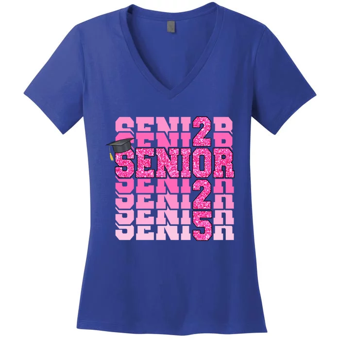 Senior 2025 Class Of 2025 Graduate College High School Great Gift Women's V-Neck T-Shirt