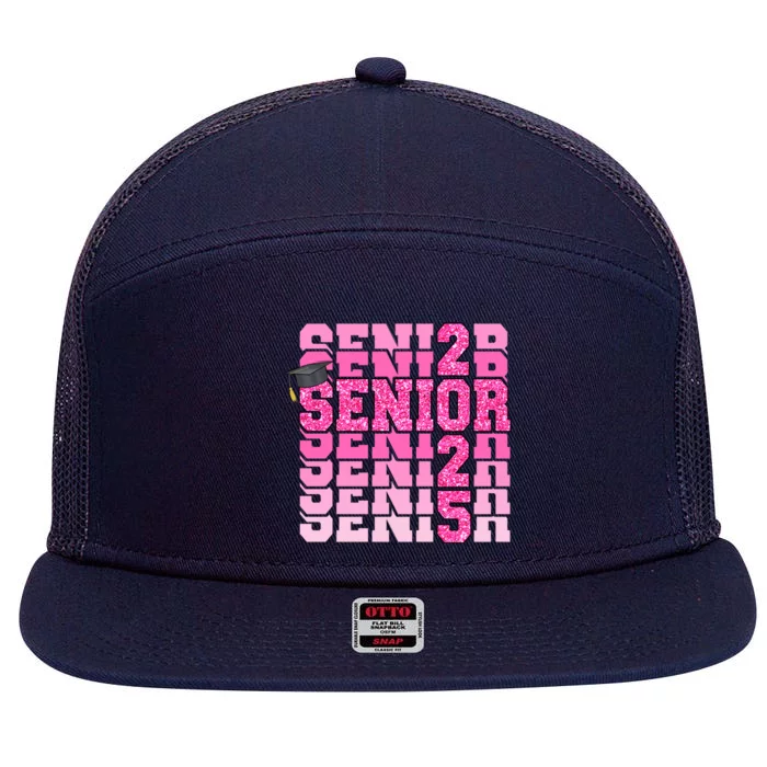 Senior 2025 Class Of 2025 Graduate College High School Great Gift 7 Panel Mesh Trucker Snapback Hat