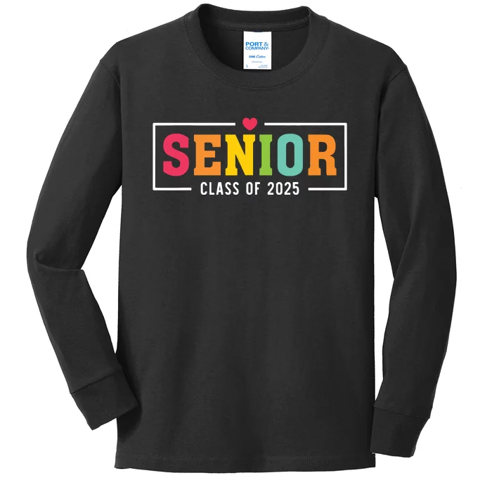 Senior 2025 Class Of 2025 For College High School Senior Kids Long Sleeve Shirt