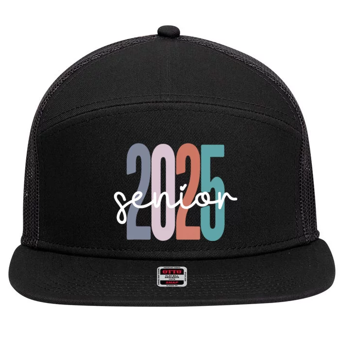 Senior 2025 Class Of 2025 Graduation 7 Panel Mesh Trucker Snapback Hat