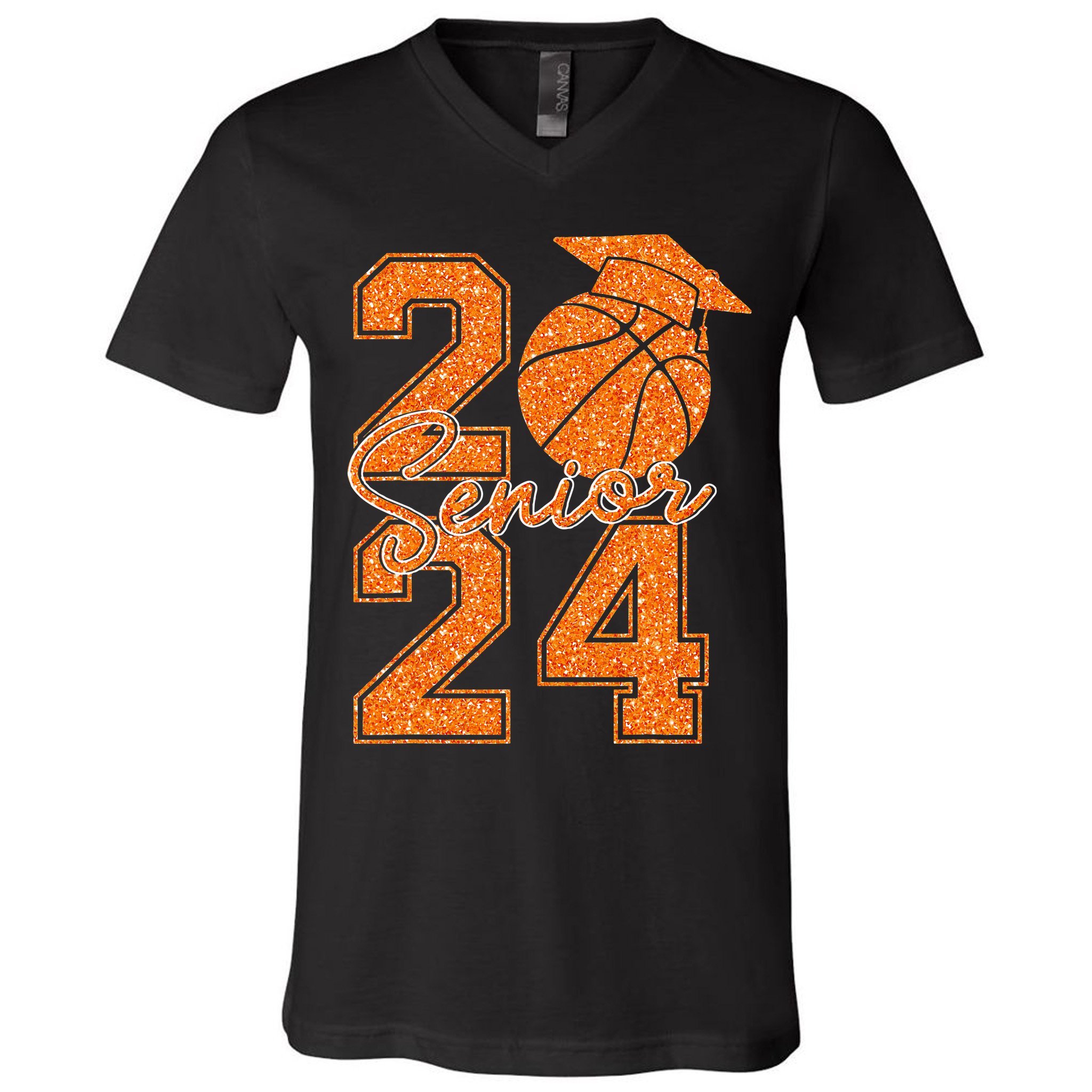Senior 2024 Class of 2024 Graduate Basketball Graduation V-Neck T-Shirt ...