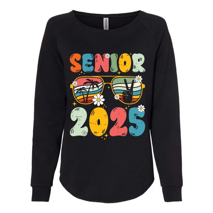 Senior 2025 Class Of 2025 Seniors Graduation Retro Groovy Womens California Wash Sweatshirt