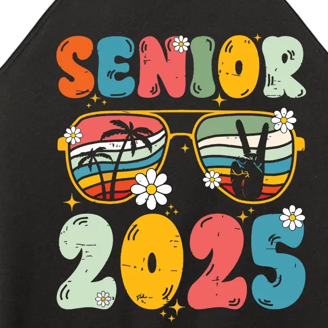 Senior 2025 Class Of 2025 Seniors Graduation Retro Groovy Women’s Perfect Tri Rocker Tank