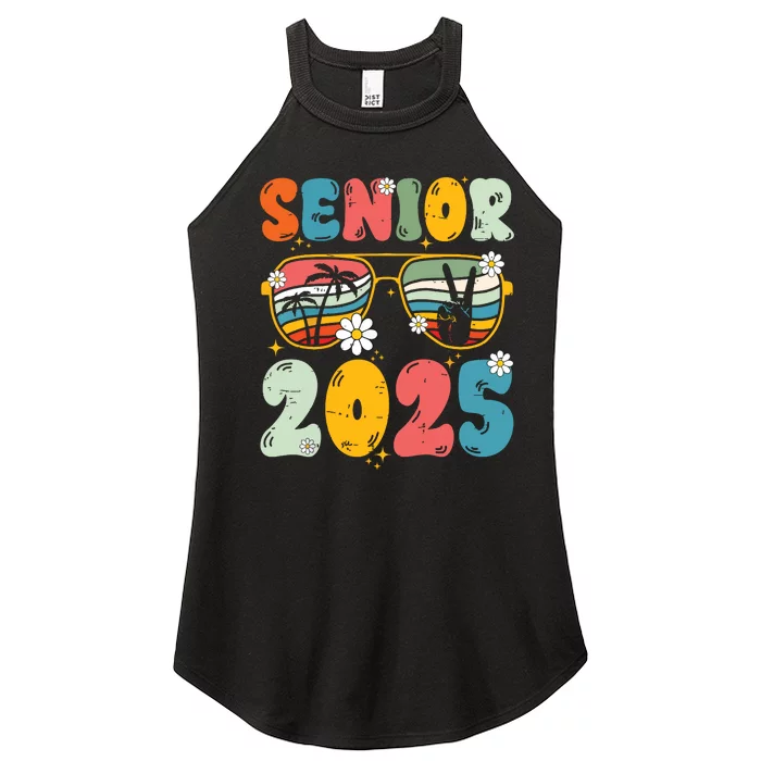 Senior 2025 Class Of 2025 Seniors Graduation Retro Groovy Women’s Perfect Tri Rocker Tank