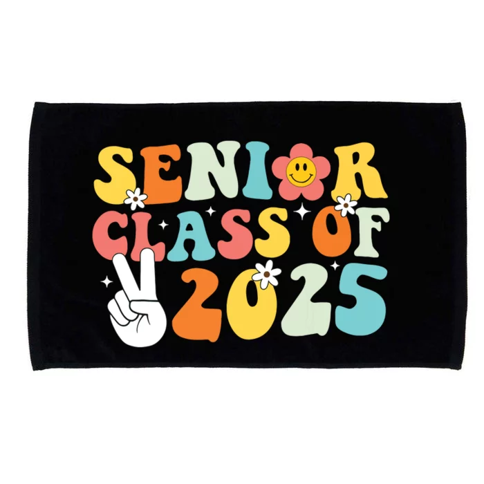 Senior 2025 Class Of 2025 Seniors Graduation Retro Groovy Microfiber Hand Towel