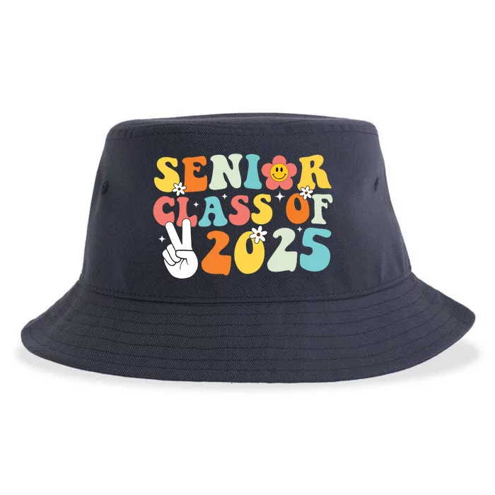 Senior 2025 Class Of 2025 Seniors Graduation Retro Groovy Sustainable Bucket Hat