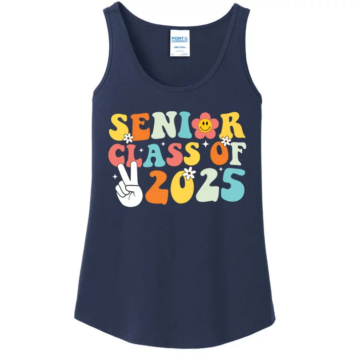 Senior 2025 Class Of 2025 Seniors Graduation Retro Groovy Ladies Essential Tank