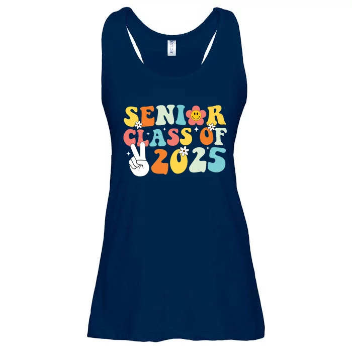 Senior 2025 Class Of 2025 Seniors Graduation Retro Groovy Ladies Essential Flowy Tank