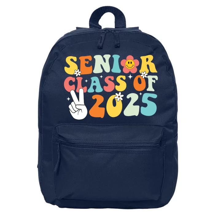 Senior 2025 Class Of 2025 Seniors Graduation Retro Groovy 16 in Basic Backpack