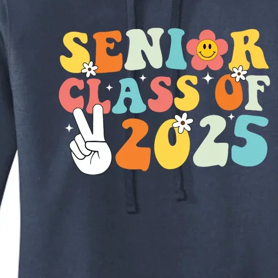 Senior 2025 Class Of 2025 Seniors Graduation Retro Groovy Women's Pullover Hoodie