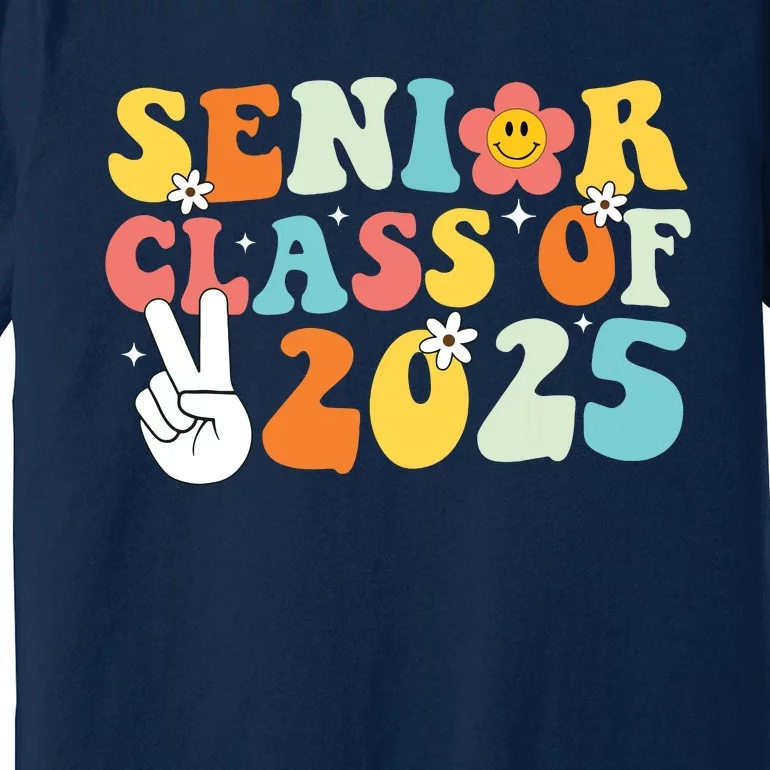 Senior 2025 Class Of 2025 Seniors Graduation Retro Groovy Premium T-Shirt