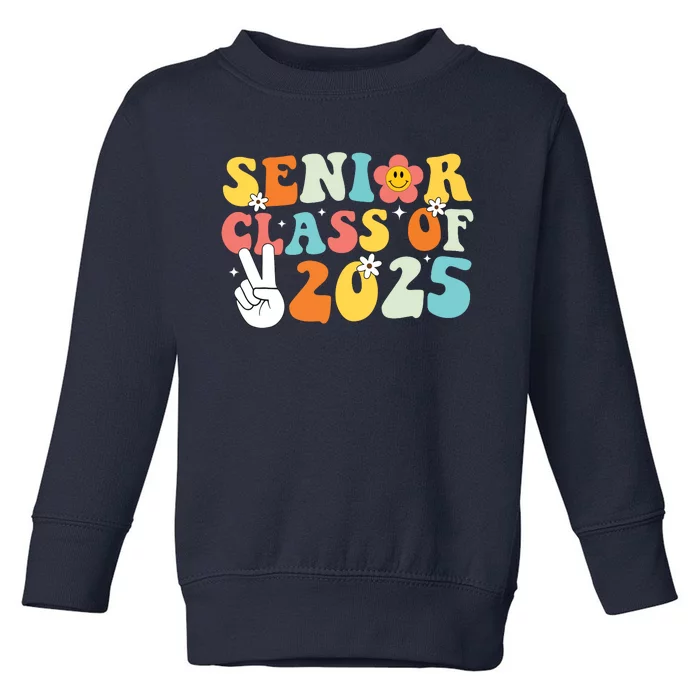 Senior 2025 Class Of 2025 Seniors Graduation Retro Groovy Toddler Sweatshirt