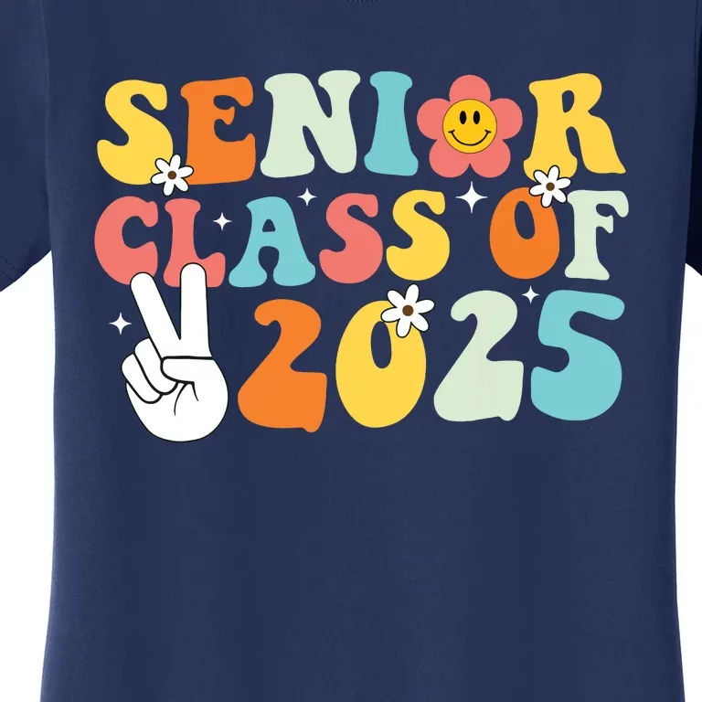 Senior 2025 Class Of 2025 Seniors Graduation Retro Groovy Women's T-Shirt