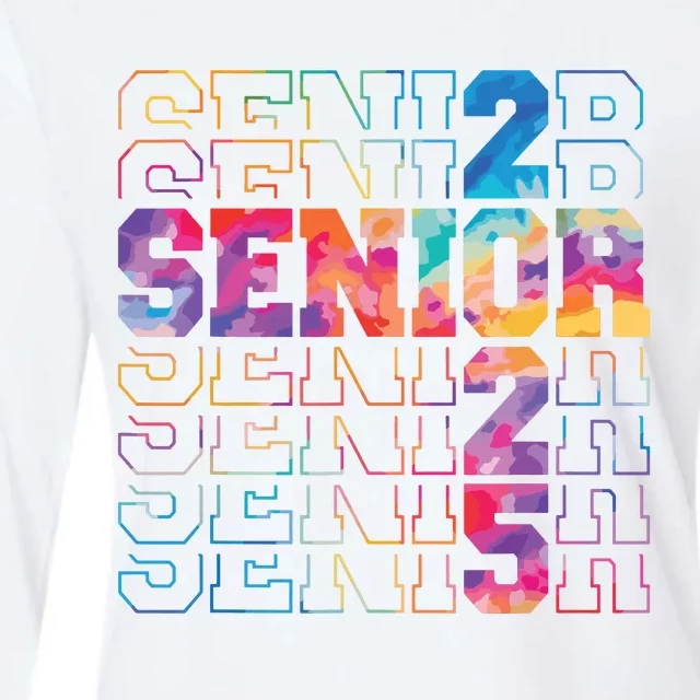 Senior 2025 Class Of 2025 Tie Dye Senior 25 Graduation Womens Cotton Relaxed Long Sleeve T-Shirt